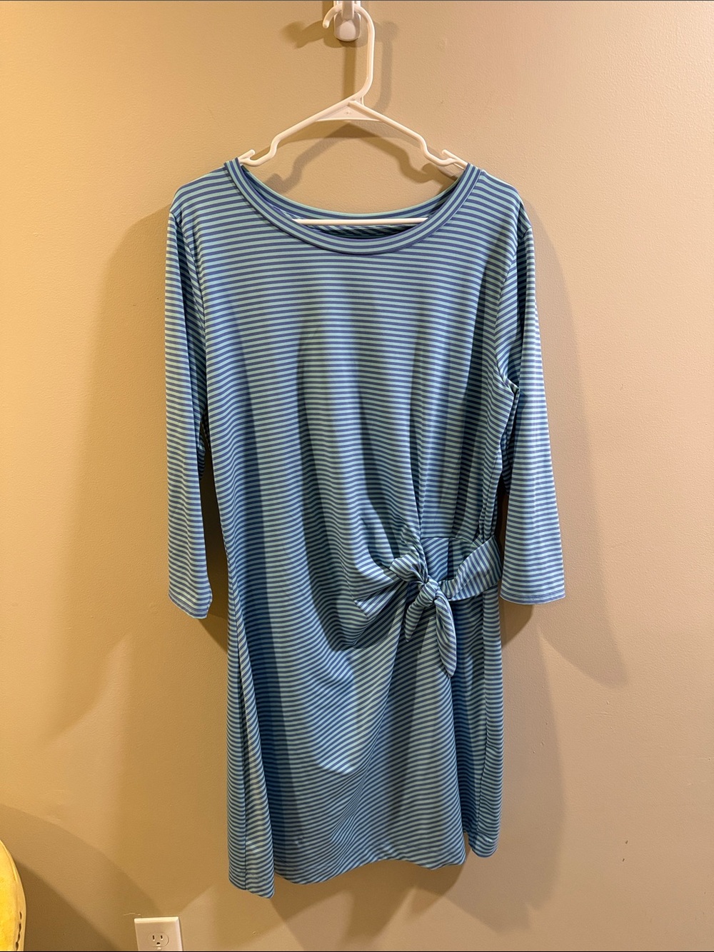 Vineyard Vines Light Blue Striped Tie-Side “Sankaty” Midi Dress